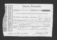 Cédulas de crédito sobre o pagamento das praças do Regimento de Infantaria 22, durante a 4ª época na Guerra Peninsular (letras E, F, G, H, I e L).