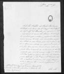 Ofício de Achilles Bellot , soldado italiano da 4ª Companhia do 2º Regimento de Infantaria Ligeira da Rainha, para o duque da Terceira solicitando baixa de serviço.