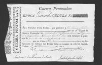 Cédulas de crédito sobre o pagamento das praças do Regimento de Infantaria 22, durante a 4ª época na Guerra Peninsular (letra J).