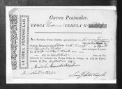 Cédulas de crédito sobre o pagamento das praças da 4ª Companhia do Regimento de Infantaria 2, durante a época de Vitória na Guerra Peninsular.