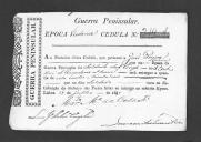 Cédulas de crédito sobre o pagamento das praças, da 1ª Companhia, do Batalhão de Caçadores 1, durante a época de Vitória Guerra Peninsular.