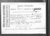 Cédulas de crédito sobre o pagamento das praças do Regimento de Infantaria 19, durante a época de Vitória na Guerra Peninsular (letras B, C, D e E).