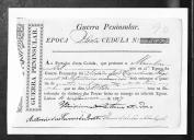 Cédulas de crédito sobre o pagamento das praças do Regimento de Infantaria 10, durante a 6ª época, da Guerra Peninsular (letras M e N).