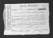 Cédulas de crédito sobre o pagamento dos sargentos, do Regimento de Infantaria 22, durante a 4ª época na Guerra Peninsular.