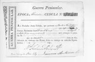 Cédulas de crédito sobre o pagamento das praças do Regimento de Infantaria 18, durante a época de Almeida na Guerra Peninsular (letra B).
