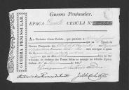 Cédulas de crédito sobre o pagamento das praças do Regimento de Infantaria 22, durante a 4ª época na Guerra Peninsular (letra A).