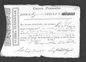Cédulas de crédito sobre o pagamento das praças, corneteiros e espingardeiros do Batalhão de Caçadores 1, durante a Guerra Peninsular.