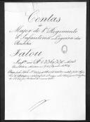 Processo da liquidação das contas do major Alexandre Fatout que serviu no 1º Regimento de Infantaria Ligeira da Rainha.