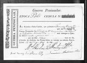 Cédulas de crédito sobre o pagamento das praças do Regimento de Infantaria 10, durante a época do Porto, da Guerra Peninsular (letras F e G).
