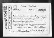 Cédulas de crédito sobre o pagamento das praças do Regimento de Infantaria 1, durante a 1ª época, na Guerra Peninsular.