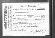 Cédulas de crédito sobre o pagamento das praças do Batalhão de Caçadores 4, durante a época de Vitória na Guerra Peninsular (letras B, C e D).