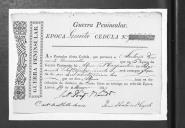 Cédulas de crédito sobre o pagamento dos oficiais, do Regimento de Infantaria 18, durante a Guerra Peninsular (letras A, B e R).