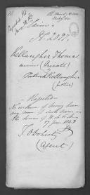 Processo do requerimento do soldado Patrick Kellangher em nome do seu filho Thomas Kellagher, da Brigada da Marinha. 