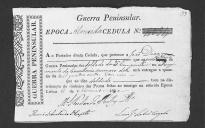 Cédulas de crédito sobre o pagamento das praças do Regimento de Cavalaria 10, durante a época de Almeida na Guerra Peninsular (letra J).
