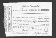 Cédulas de crédito sobre o pagamento das praças do Regimento de Cavalaria 11, durante a 5ª época na Guerra Peninsular (letras A, B, D, E, F, J, L, M, S e T).