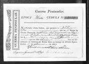 Cédulas de crédito sobre o pagamento das praças do Regimento de Infantaria 10, durante a 6ª época, da Guerra Peninsular (letras F e G).