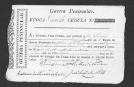 Cédulas de crédito sobre o pagamento das praças do Regimento de Infantaria 22, durante a 4ª época na Guerra Peninsular (letra J).