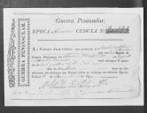 Cédulas de crédito sobre o pagamento das praças do Regimento de Infantaria 19, durante a época de Almeida na Guerra Peninsular (letras N, P, R, S, T e V).