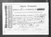 Cédulas de crédito sobre o pagamento das praças e cornetas do Batalhão de Caçadores 4, durante a época de Almeida na Guerra Peninsular.