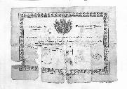 Diploma de condecoração passado por um brigadeiro espanhol do Regimento de Caçadores do Porto, concedendo licença absoluta ao soldado português José Maria Coelho, da 2ª Companhia do 2º Batalhão.