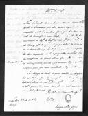 Ofício de Filipe Neri Gorjão para D. Miguel I sobre o envio dos ofícios que Domingos José Cardoso lhe enviou referente ao fornecimento do Regimento de Infantaria 12 que marcha de Chaves para Braga.