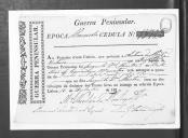 Cédulas de crédito sobre o pagamento dos sargentos e cornetas do Batalhão de Caçadores 4, durante a época de Almeida na Guerra Peninsular.