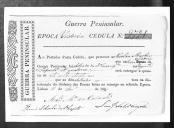 Cédulas de crédito sobre o pagamento das praças do Regimento de Infantaria 14, durante a época de Vitória na Guerra Peninsular (letras N, P, R, S, T e V).