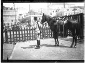 "Cavalaria policiando as ruas."