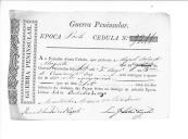 Cédulas de crédito sobre o pagamento das praças da 3ª Companhia, do Batalhão de Caçadores 3, durante a época do Porto na Guerra Peninsular.