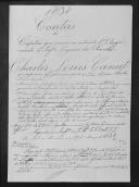 Processo de liquidação de contas do capitão Jules Théodore Charles Louis Canut que serviu no 1º Regimento de Infantaria Ligeira da Rainha.