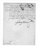 Aviso do Ministério da Guerra, assinado por Agostinho José Freire, sobre pagamento a praça que serviu no Corpo de Fuzileiros Ingleses, que foi tratada no Hospital Real de São José em Novembro de 1833.