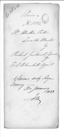 Processo de requerimento de Richard Garland, herdeiro do mestre de quartel Peter Macmullin que serviu na Marinha a bordo do navio Dom João, de compensação financeira. 