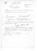 Processo do alferes Joanne Leonard Jacques, do extinto 2º Regimento de Infantaria Ligeira da Rainha sobre ajustamento de contas por ter servido no Exército Libertador, relações e título de crédito emitidos pela Comissão da Liquidação das Contas dos Oficiais Estrangeiros, confirmando o pagamento de vencimentos.
