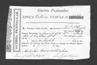 Cédulas de crédito sobre o pagamento dos sargentos do Batalhão de Caçadores 1, durante a época de Vitória Guerra Peninsular.