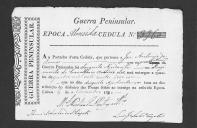 Cédulas de crédito sobre o pagamento dos sargentos, praças, trombetas e ferradores do Regimento de Cavalaria 10, durante a época de Almeida na Guerra Peninsular.