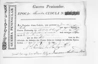 Cédulas de crédito sobre o pagamento das praças do Regimento de Infantaria 18, durante a época de Almeida na Guerra Peninsular (letra J).