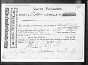 Cédulas de crédito sobre o pagamento das praças do Regimento de Infantaria 10, durante a época de Vitória, da Guerra Peninsular (letra A).