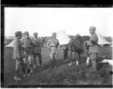 Grupo de militares junto a cavalo.