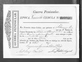 Cédulas de crédito sobre o pagamento das praças do Batalhão de Caçadores 4, durante a 5ª época na Guerra Peninsular (letras F e G).