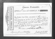 Cédulas de crédito sobre o pagamento das praças, da 1ª Companhia, do Regimento de Infantaria 20, durante a 4ª época na Guerra Peninsular.