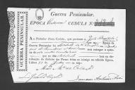 Cédulas de crédito sobre o pagamento das praças, da 6ª Companhia, do Batalhão de Caçadores 1, durante a época de Vitória Guerra Peninsular.