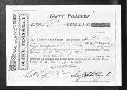 Cédulas de crédito sobre o pagamento das praças do Regimento de Infantaria 9, durante a 1ª época, da Guerra Peninsular (letras B e C).