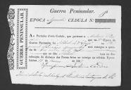 Cédulas de crédito sobre o pagamento das praças do Regimento de Cavalaria 10, durante a 2ª época na Guerra Peninsular (letra A).