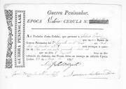 Cédulas de crédito sobre o pagamento das praças, sargentos e cornetas da 5ª Companhia, do Batalhão de Caçadores 2, durante a época de Vitória na Guerra Peninsular.