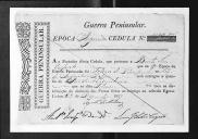 Cédulas de crédito sobre o pagamento das praças do Regimento de Infantaria 9, durante a 2ª época, da Guerra Peninsular (letras B e D).