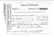 Cédulas de crédito sobre o pagamento das praças, sargentos e corneteiros da 1ª Companhia, do Batalhão de Caçadores 2, durante a 2ª época na Guerra Peninsular.