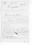 Processo do tenente Jean Hermann, do extinto 2º Regimento de Infantaria Ligeira da Rainha sobre ajustamento de contas por ter servido no Exército Libertador, relações e títulos de crédito emitidos pela Comissão da Liquidação das Contas dos Oficiais Estrangeiros, confirmando o pagamento de vencimentos.



