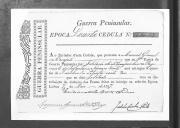 Cédulas de crédito sobre o pagamento das praças, da 4ª Companhia, do Regimento de Infantaria 20, durante a 4ª época na Guerra Peninsular.