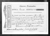 Cédulas de crédito sobre o pagamento das praças do Regimento de Infantaria 10, durante a 5ª época, da Guerra Peninsular (letra B).