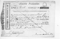 Cédulas de crédito sobre o pagamento das praças do Regimento de Infantaria 18, durante a 5ª época na Guerra Peninsular.